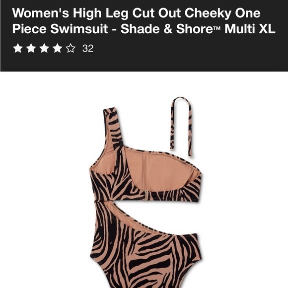 NWT Women's High Leg Cut Out Cheeky One Piece Swimsuit - Shade & Shore Multi XL - Picture 10 of 10